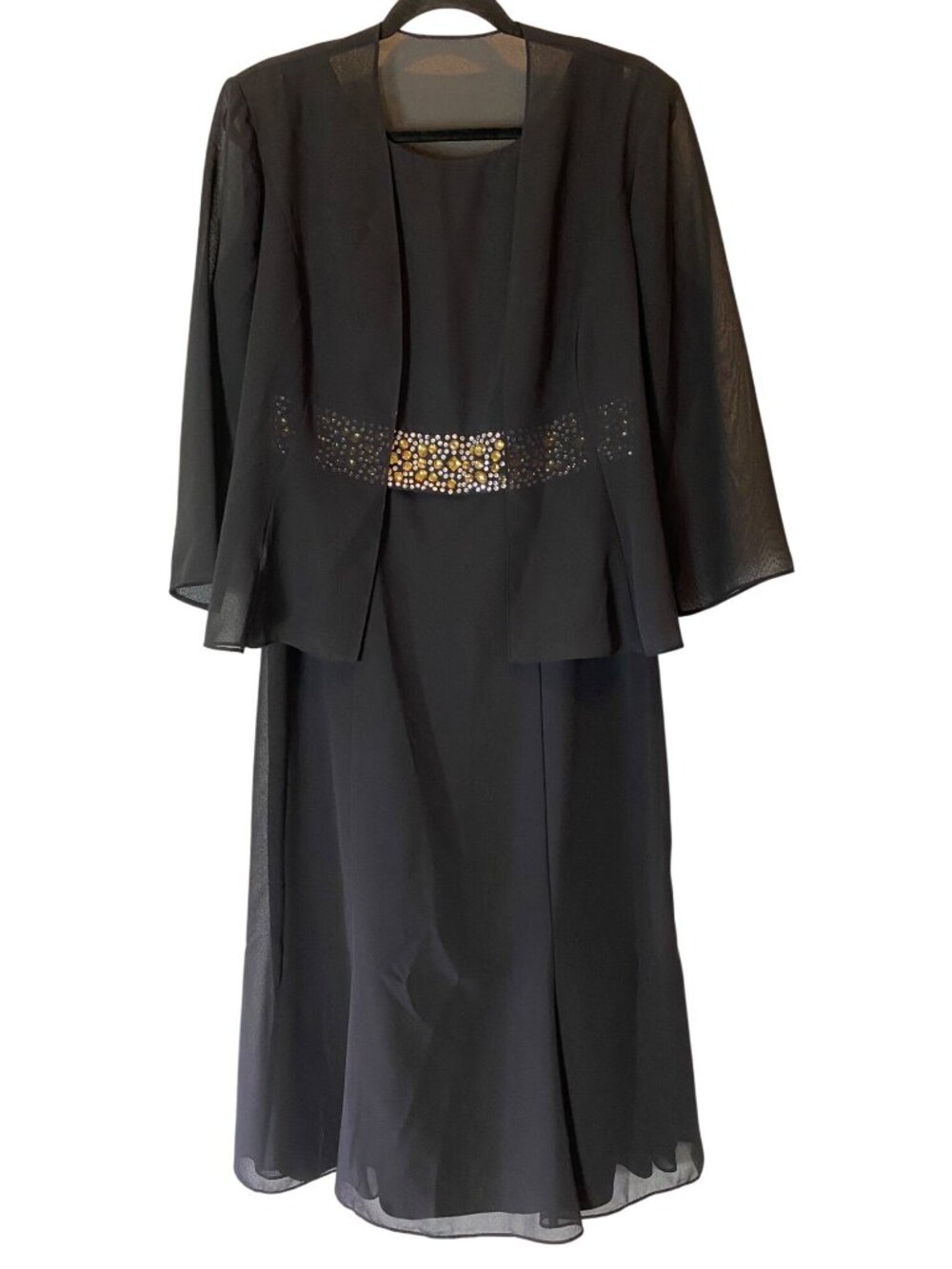 Ursula of Switzerland Black Embellished Evening Dress & Sheer Jacket Size 16